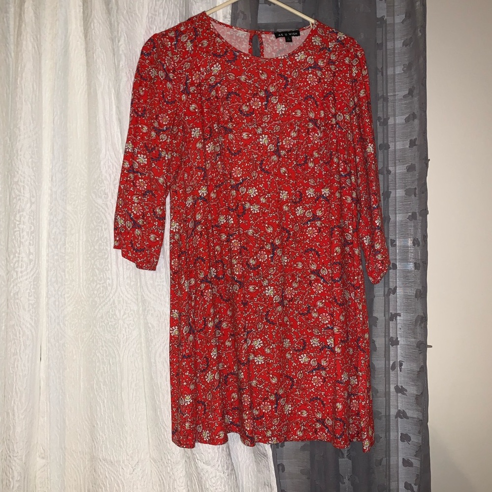 Red flowy dress
